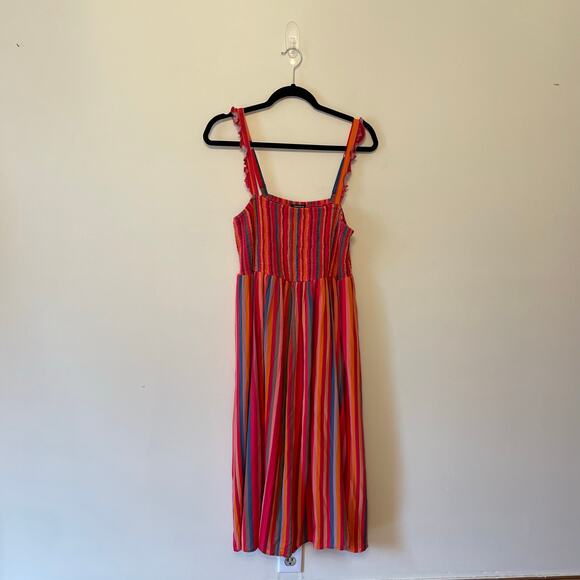 Torrid 1 maxi stripe dress multicolor festival carnival summer ruffle pink - Picture 1 of 8